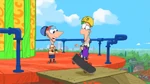 Ferb fumbles his skateboard...