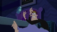 Doof throws away his alarm clock to rush over for work.