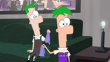 Ferb and Ferb-2 shedding tears after seeing Phineas-2 hugging Perry