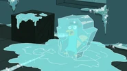 Perry frozen in ice.