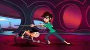 Charlene and Candace in a bo staff fight.