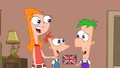 Young Candace and toddler Phineas meeting toddler Ferb in flashback.