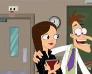 Vanessa being pleased with Doof's response as they leave the classroom