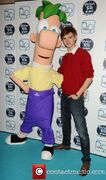 Thomas Sangster with Ferb at the premiere of Phineas and Ferb The Movie: Across the 2nd Dimension in London.
