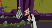 Doof traps Perry in a net.