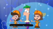 Adyson, Ferb, and Gretchen performing the song.