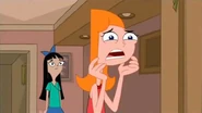 Stacy observes with a quizzical look on her face while Candace reacts with distress to the discovery that Jeremy will be there with her.