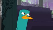 Perry tries to sneak off to turn himself in and save Phineas and Ferb