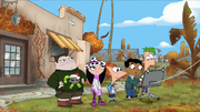 Phineas and the gang at Baljeet's house