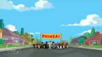 Parade of the circus with a banner that says "PHINEAS"