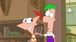 Ferb makes a hissing sound as if Phineas is on fire.