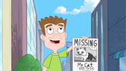 The boy finds his missing cat.