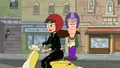 Ferb riding with Vanessa.