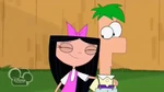 Isabella accidentally places her arm around Ferb.