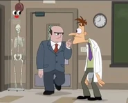 Principal Lang swearing that he'll be watching Doofenshmirtz