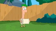 Ferb embarassed about being naked