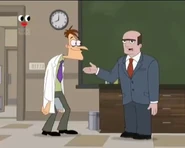 Principal Lang introducing Doofenshmirtz to the class as their new science teacher