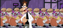 Dr. Doofenshmirtz about to tell Perry the Teenage Girl why he stole all the statues