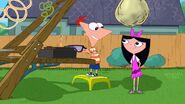 Phineas tells Isabella they're working on the X-Ray glasses.