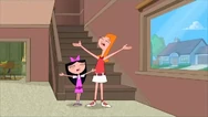 Candace and Isabella at the bottom of the stairs while singing only trying to help.jpg (105 KB)