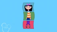 Isabella with Phineas's top and Ferb's legs