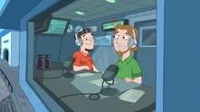 Dan (right) and Swampy (left) as announcers.