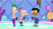 Phineas, Ferb and Baljeet trying to solve it.