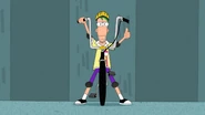 Ferb on his bike.