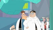 Doofenshmirtz wants to win that belt, but he hasn't finished his machine yet.