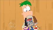 Ferb with his stuff