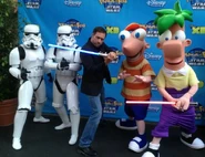 Christopher Corey Smith (voice of Luke Skywalker and Blatto) with a few friends.