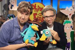 Dan Povenmire and Jeff "Swampy" Marsh during the early years of the series.