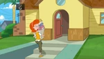Linda walks into the house with the groceries.