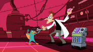 Fight between Agent P and Dr. Doofenshmirtz.