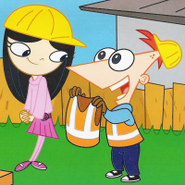 Phineas offers Isabella to join the construction.