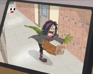 Major Monogram and Carl spotting Johnny running down the hallways through the school's surveillance system