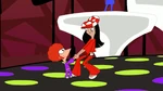 Phineas and Stacy dancing.