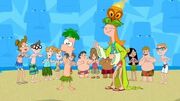 Ferb singing, Candace dancing