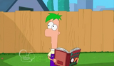 Ferb with a book