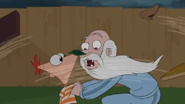 Ông già điên Bernie khuyên Phineas rằng chỉ còn một cách để ngăn việc này