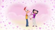 Phineas giving Isabella a flower in fantasy