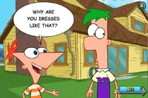 Phineas wonders why she is Candace-2 is dressed like the way she is.