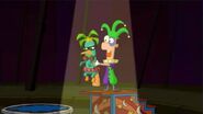 Ferb holding up Perry