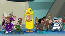 (Kid voice off screen):"She came dressed as Ducky Momo."