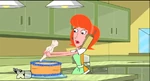 Linda making a cake.