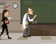 Doofenshmirtz waving goodbye to the departing students