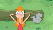 Candace thinks a squirrel is talking to her.