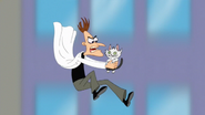 Doofenshmirtz falls with the cat.