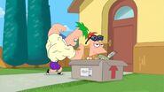 Ferb flexes his muscles from last year's bodybuilding course.