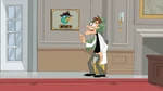 Doof hangs Perry up as a plaque in his office.